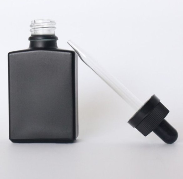 30ml 50ml 100ml black Empty flat square glass  Essential Oil dropper bottle Dropping Serum Container