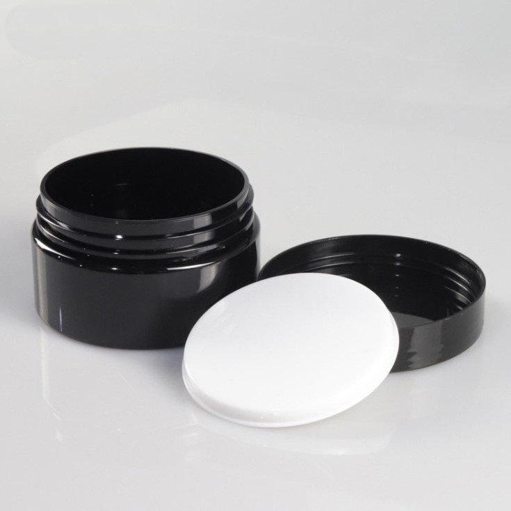 100ml 250ml 500ml Black PET Plastic Cosmetics Cream Jar