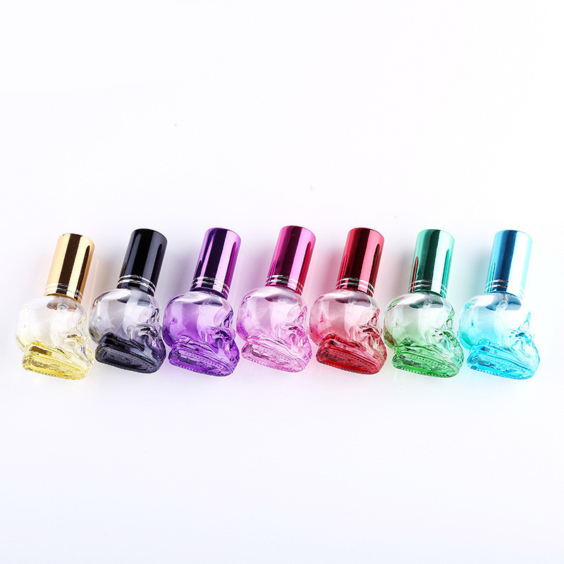 8ml Skull Design  Colorful Glass Spray Perfume Empty Bottle