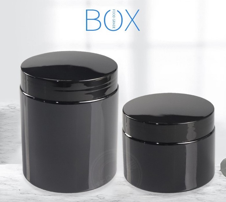 100ml 250ml 500ml Black PET Plastic Cosmetics Cream Jar