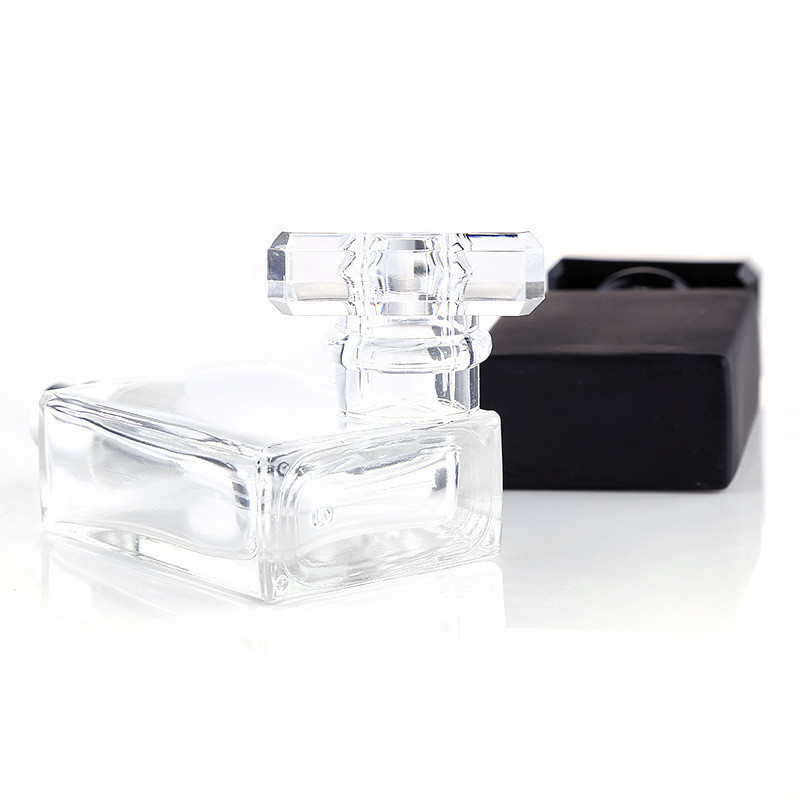 30ml 50ml Empty Refillable Square Glass Perfume Spray Bottle With Ps Cap