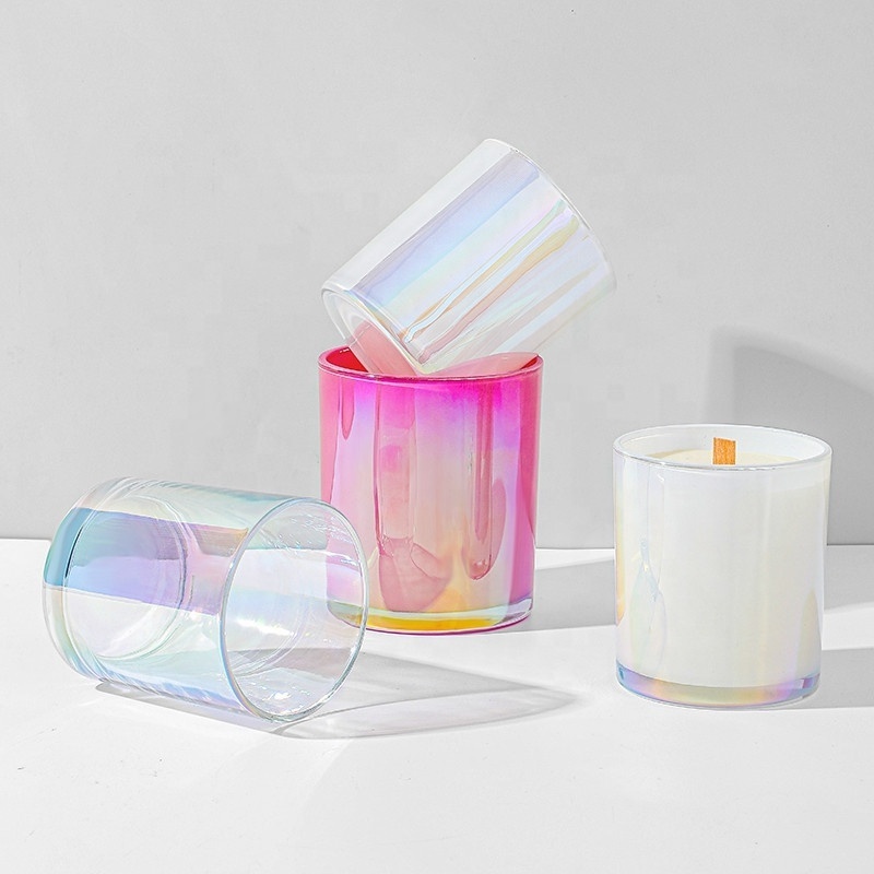 Holographic Glass Iridescent Candle Jars With Lids Iridescent Glass Candle Holder