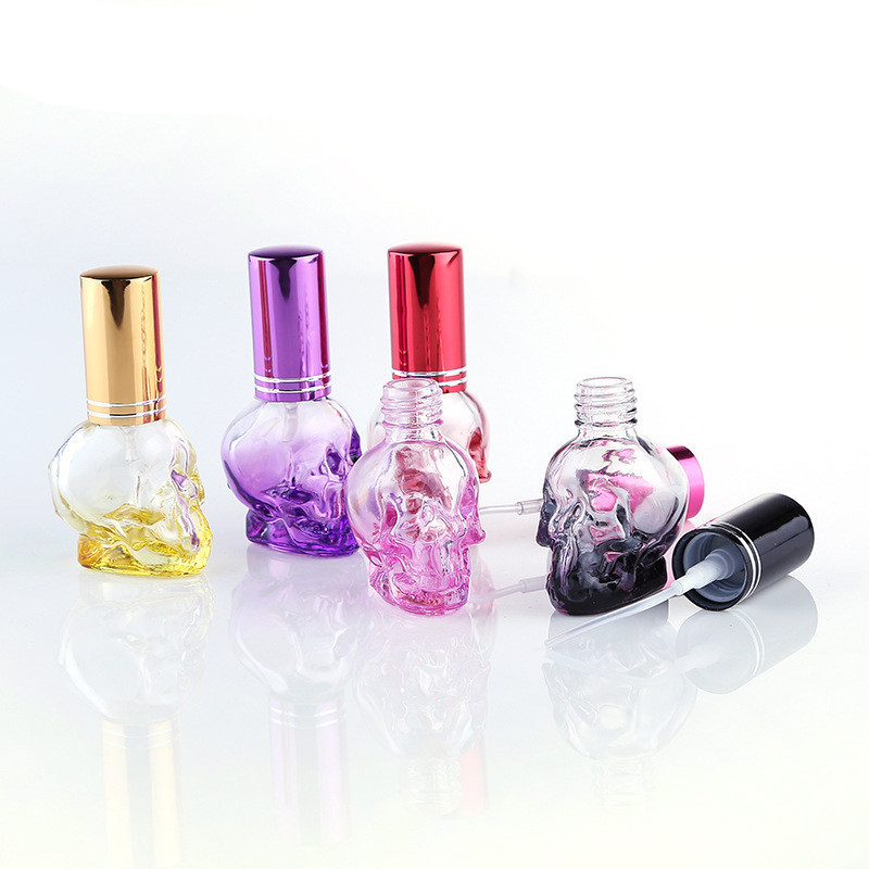 8ml Skull Design  Colorful Glass Spray Perfume Empty Bottle