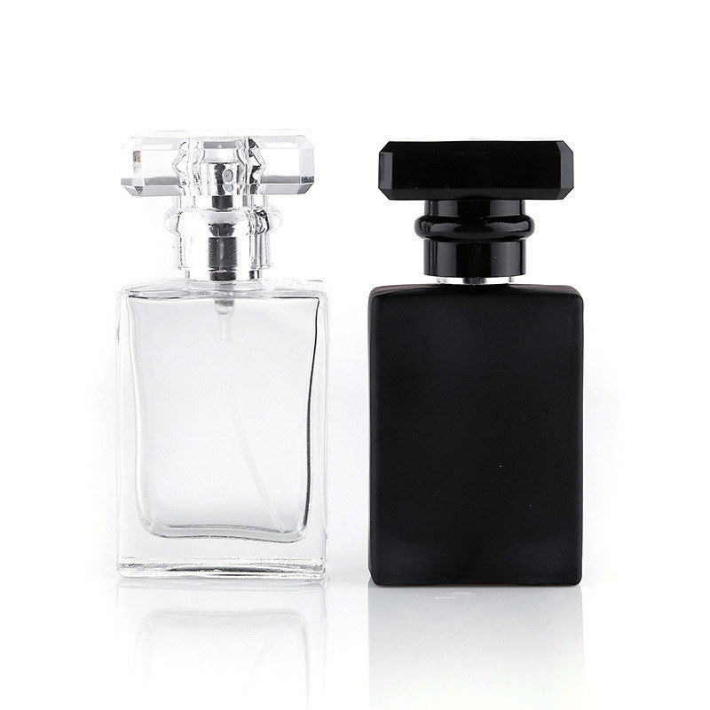 30ml 50ml Empty Refillable Square Glass Perfume Spray Bottle With Ps Cap