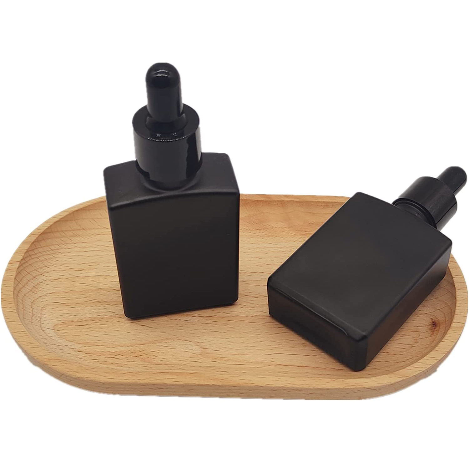 30ml 50ml 100ml black Empty flat square glass  Essential Oil dropper bottle Dropping Serum Container