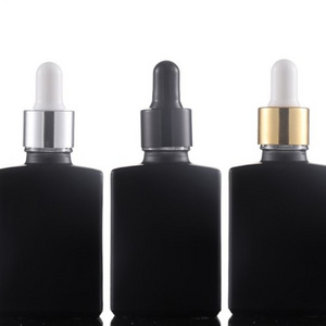 30ml 50ml 100ml black Empty flat square glass  Essential Oil dropper bottle Dropping Serum Container