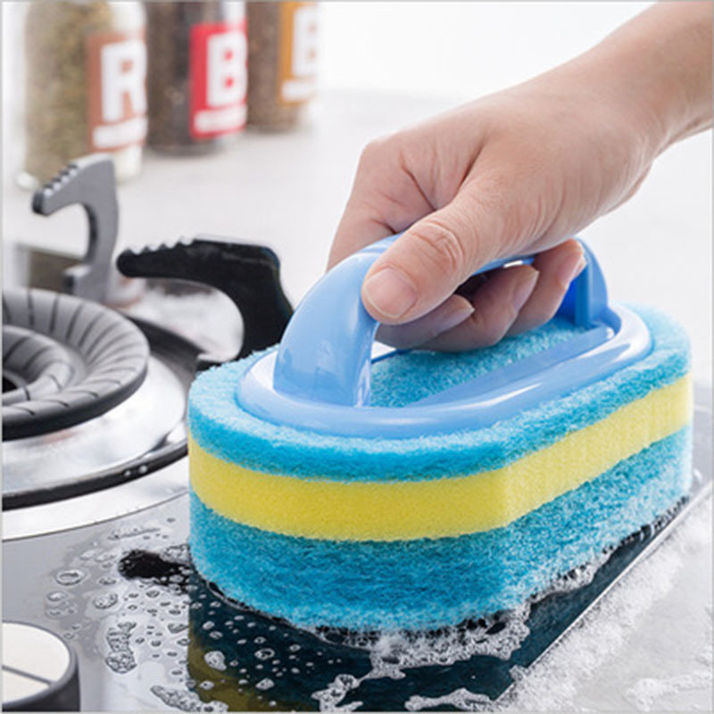 Bath Kitchen Dish Oil Cleaning Sponges Brush With Handle