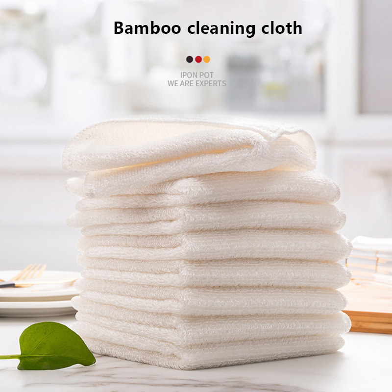 Thickened Super Absorbent White Microfiber Bamboo Fiber Dishcloth Kitchen Cleaning Cloth Towel