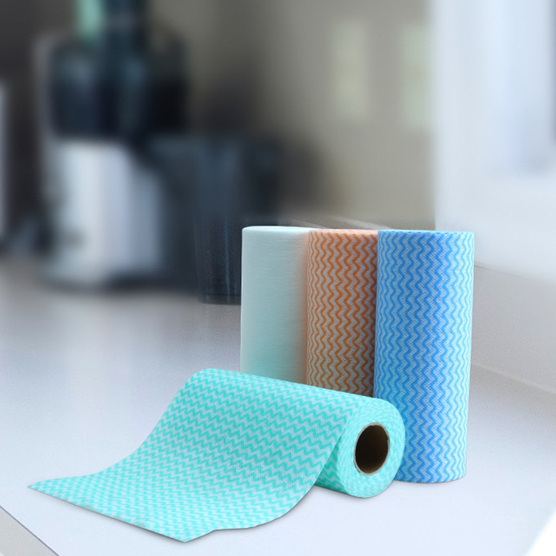 High Quality Disposable Non-woven Fabrics Wavy Kitchen Paper Cleaning Roll Cloth Lazy Rag Dish Cloth