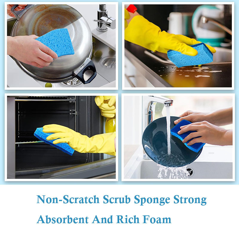 Esun Wholesale Magic Cellulose Dish Washing Scrub Sponge For Kitchen Double-sided Wood Pulp Cleaning Sponge