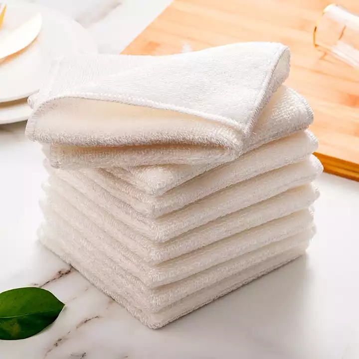 Thickened Super Absorbent White Microfiber Bamboo Fiber Dishcloth Kitchen Cleaning Cloth Towel