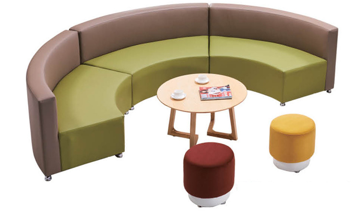 Half circle reception chester moon oval office sofa set round corner s shape office reception sofa