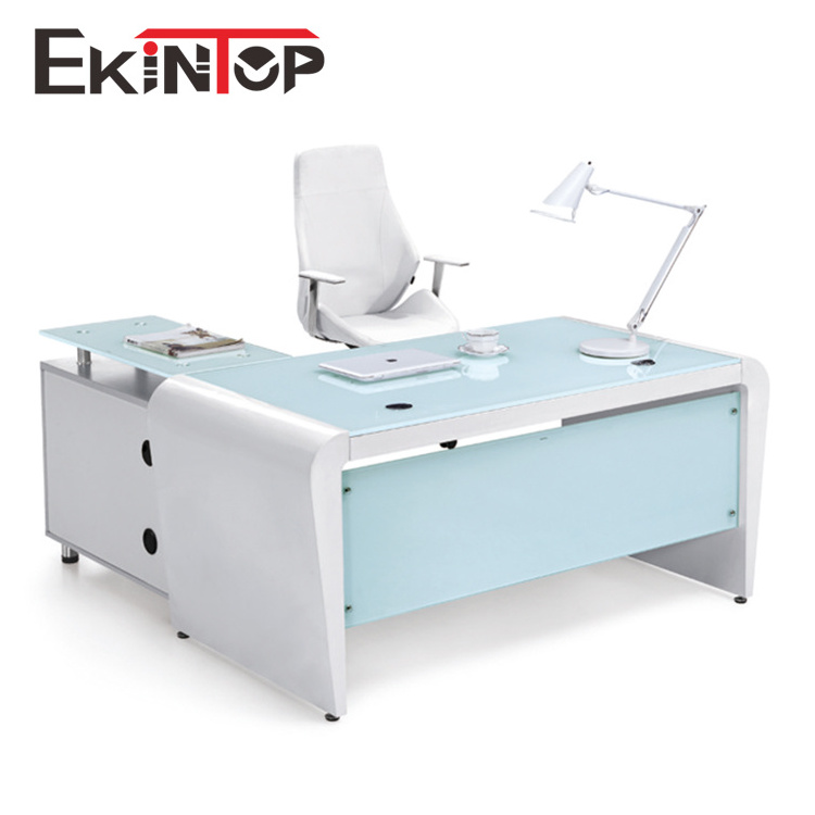 Office furniture modern design L shape CEO Desk Executive Office Tables Glass Office Table Desks with Glass Top