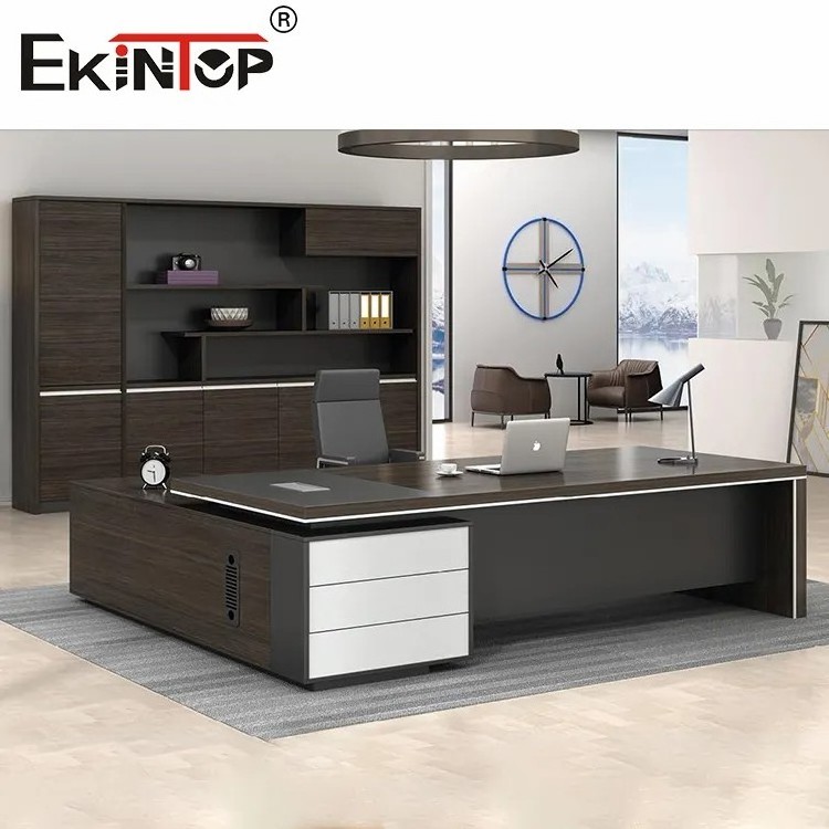 Ekintop Modern Office Furniture Desk High Tech Executive Desks Boss L Shaped Manager CEO Office Desk