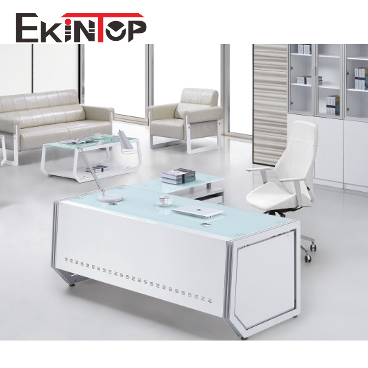 Office furniture modern design L shape CEO Desk Executive Office Tables Glass Office Table Desks with Glass Top