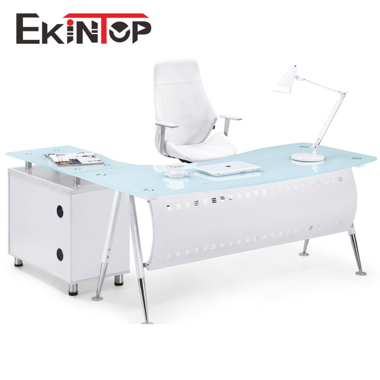 Office furniture modern design L shape CEO Desk Executive Office Tables Glass Office Table Desks with Glass Top