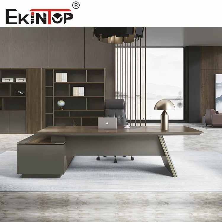 Ekintop Modern Office Furniture Desk High Tech Executive Desks Boss L Shaped Manager CEO Office Desk