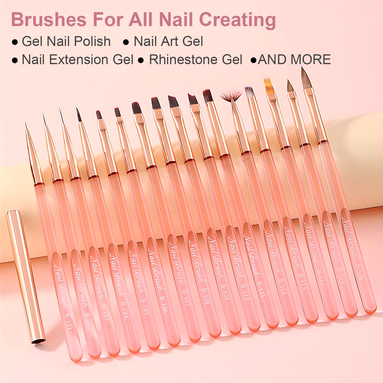 Nail Brush Manufacturers High Quality Pink Handle Brush Customized Logo UV Gel Art Nail Brush Liner with Lid for manicure