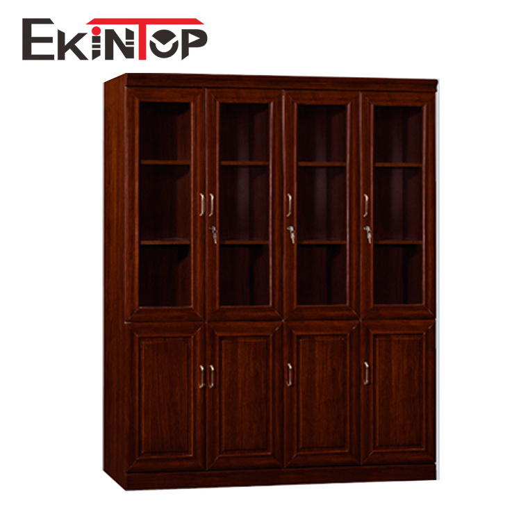 Ekintop antique wooden home office furniture bookcase book mdf design filing storage cabinet with glass door