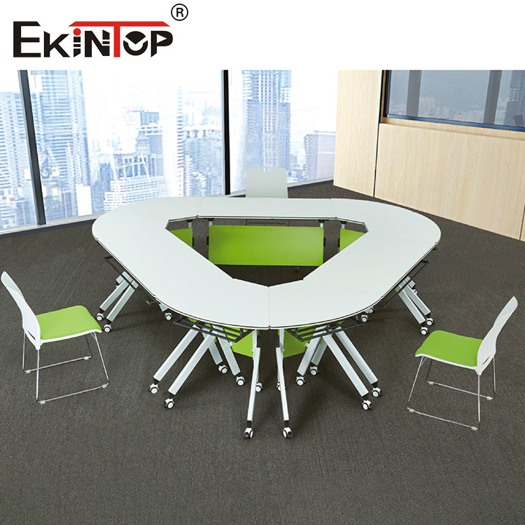 Ekintop office furniture and school desk folding foldable training room table with wheels training table desk