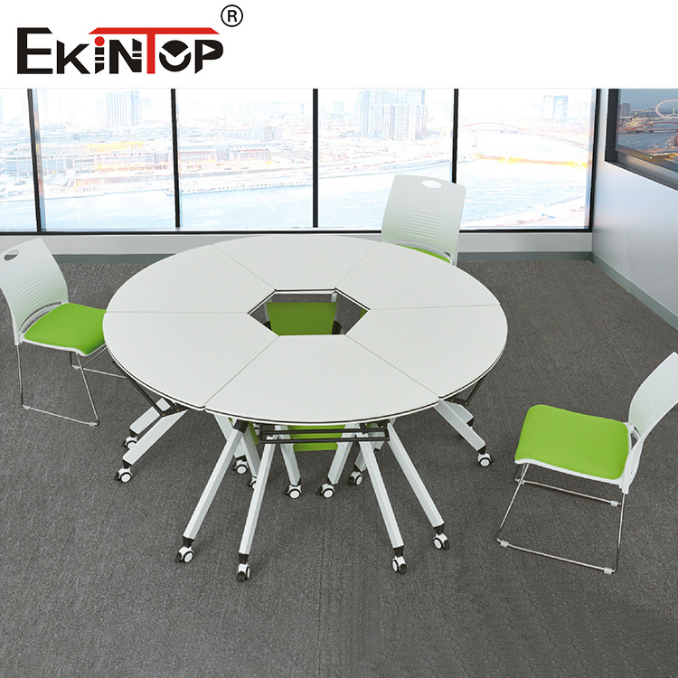 Ekintop office furniture and school desk folding foldable training room table with wheels training table desk