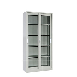 Ekintop mirror shallow metal steel sliding front locking glass storage filing cabinet with glass doors