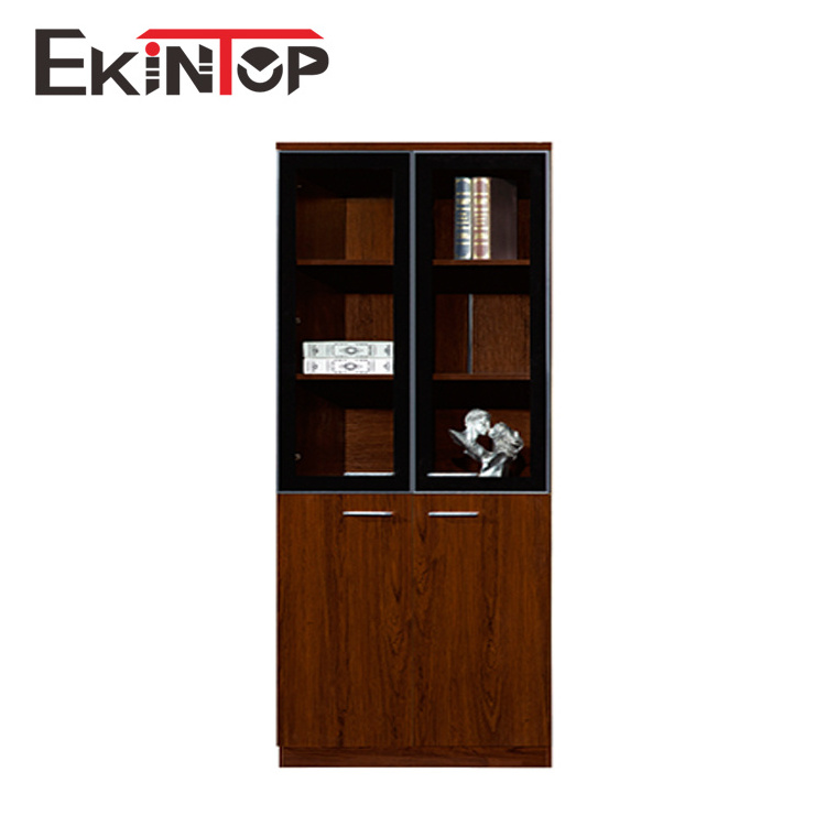 Ekintop antique wooden home office furniture bookcase book mdf design filing storage cabinet with glass door