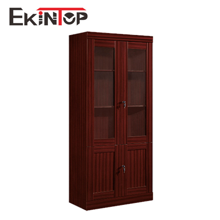 Ekintop antique wooden home office furniture bookcase book mdf design filing storage cabinet with glass door