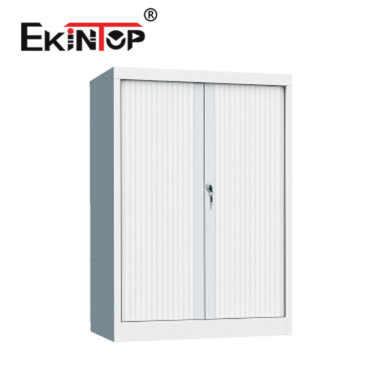 Ekintop vertical roll top shutter front tambour door stainless steel metal file storage cabinet for rollers