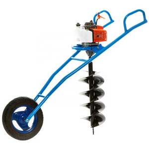 Home use earth auger with hand trolley or hand push hole digger with 200 mm drill bit