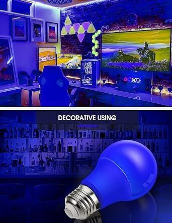 Blue LED Bulb A19 9W Outdoor Christmas E26 Porch Police Support New Year Home Lighting Wedding Party Bar Decoration Non-Dim