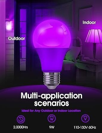 Purple LED Bulb A19 9W Outdoor Christmas E26 Base Thanksgiving New Year Porch Home Lighting Wedding Party Bar Decoration Non-Dim