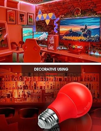 Red LED Bulb A19 9W Valentine's Day Indoor E26 Porch Thanksgiving New Year Home Lighting Wedding Party Bar Decoration Non-Dim