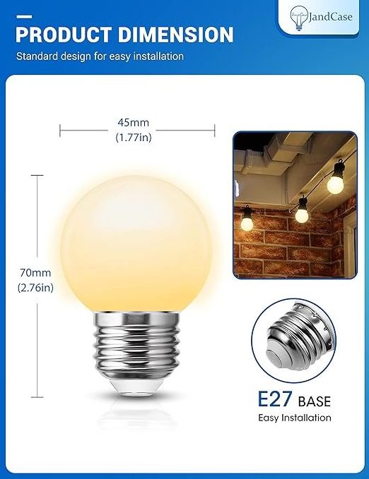 Small Globe Light Bulb IW G45 15W Equivalent 3000K E26 LED Colored Bulbs Bathroom Mirror Halloween Christmas Wedding Party Decor