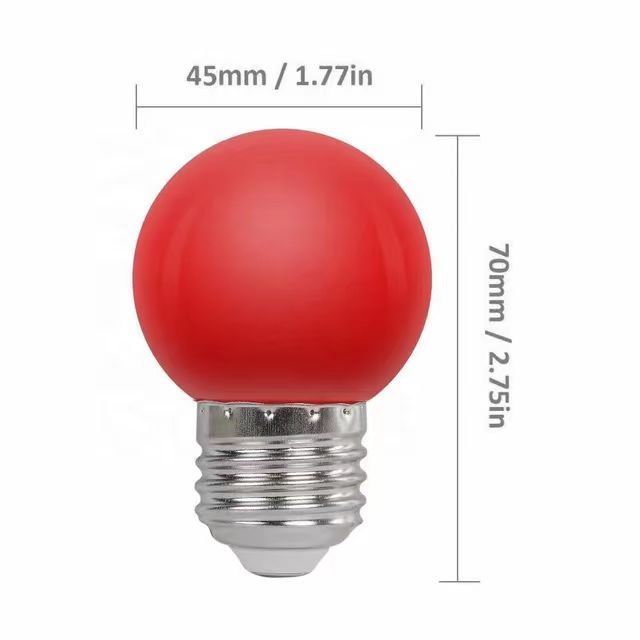 Red Light Bulb 15W Equivalent G45 Globe LED Christmas 1W Colored Night Mini Edison E26 Holiday String Fairy Mood Lights Decor