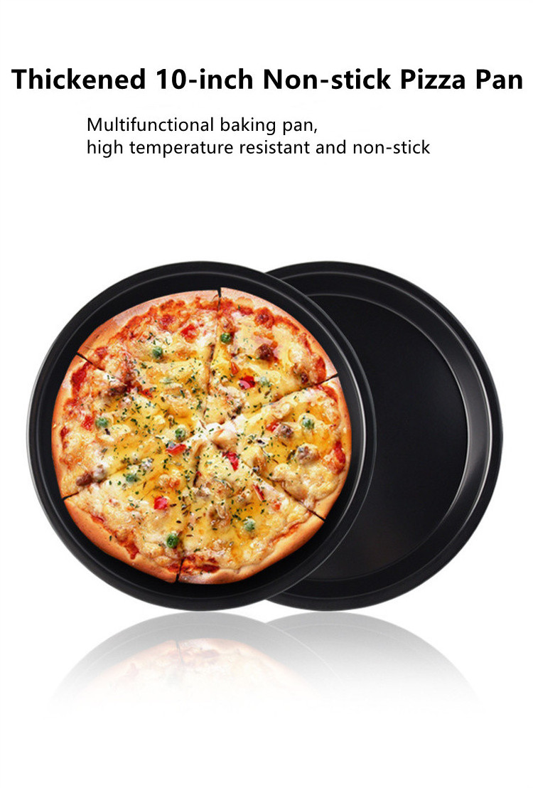 Baking Tools 10-inch Thickened Non-stick Carbon Steel Round Pizza Pan Baking Mold Tray Pizza Mold  For Household Oven