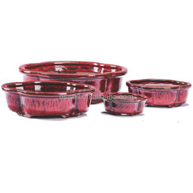 China glazed flower pottery pots beautiful color bonsai pots series planter