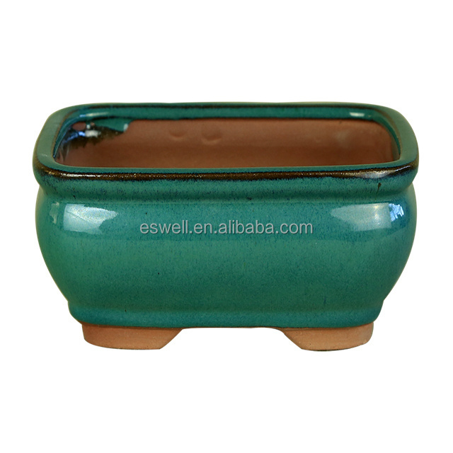 China wholesale ceramic bonsai pot different size indoor small outdoor large clay glazed bonsai pot