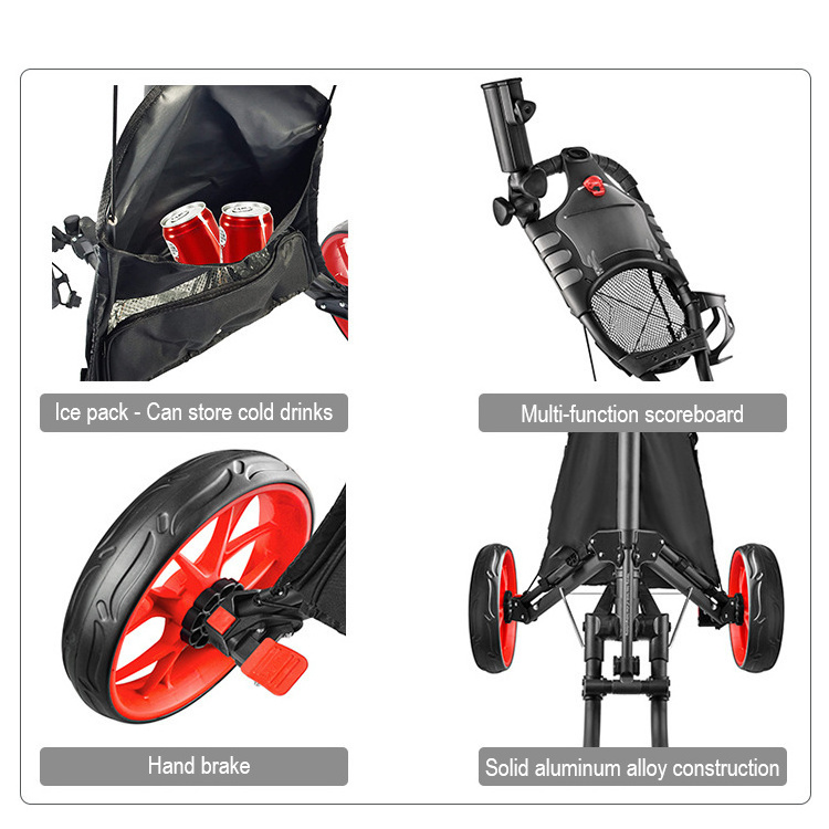 NEW design Golf Push Cart Golf Trolley With Umbrella Holder  Foot Brake Golf Trolley for Sale