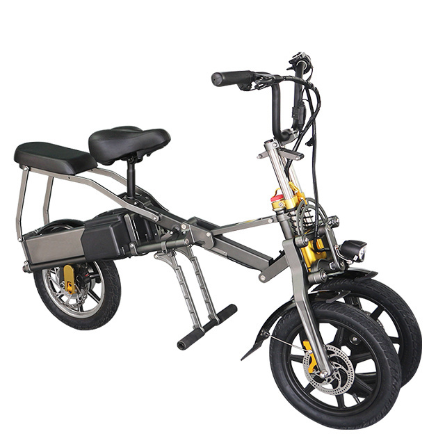 China Manufacturing 14'' Fat Tire Folding 3 Wheel E Bike With 48V 350W brushless motor electric bicycle