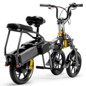 China Manufacturing 14'' Fat Tire Folding 3 Wheel E Bike With 48V 350W brushless motor electric bicycle