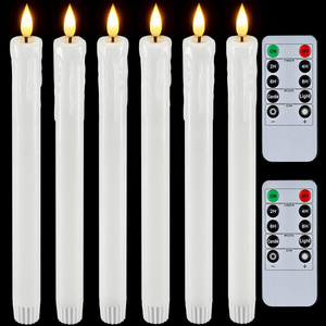 12 Pcs Waxy Flameless Taper Candles with Remote Flickering Battery Operated Taper Candles Flameless & LED Candles