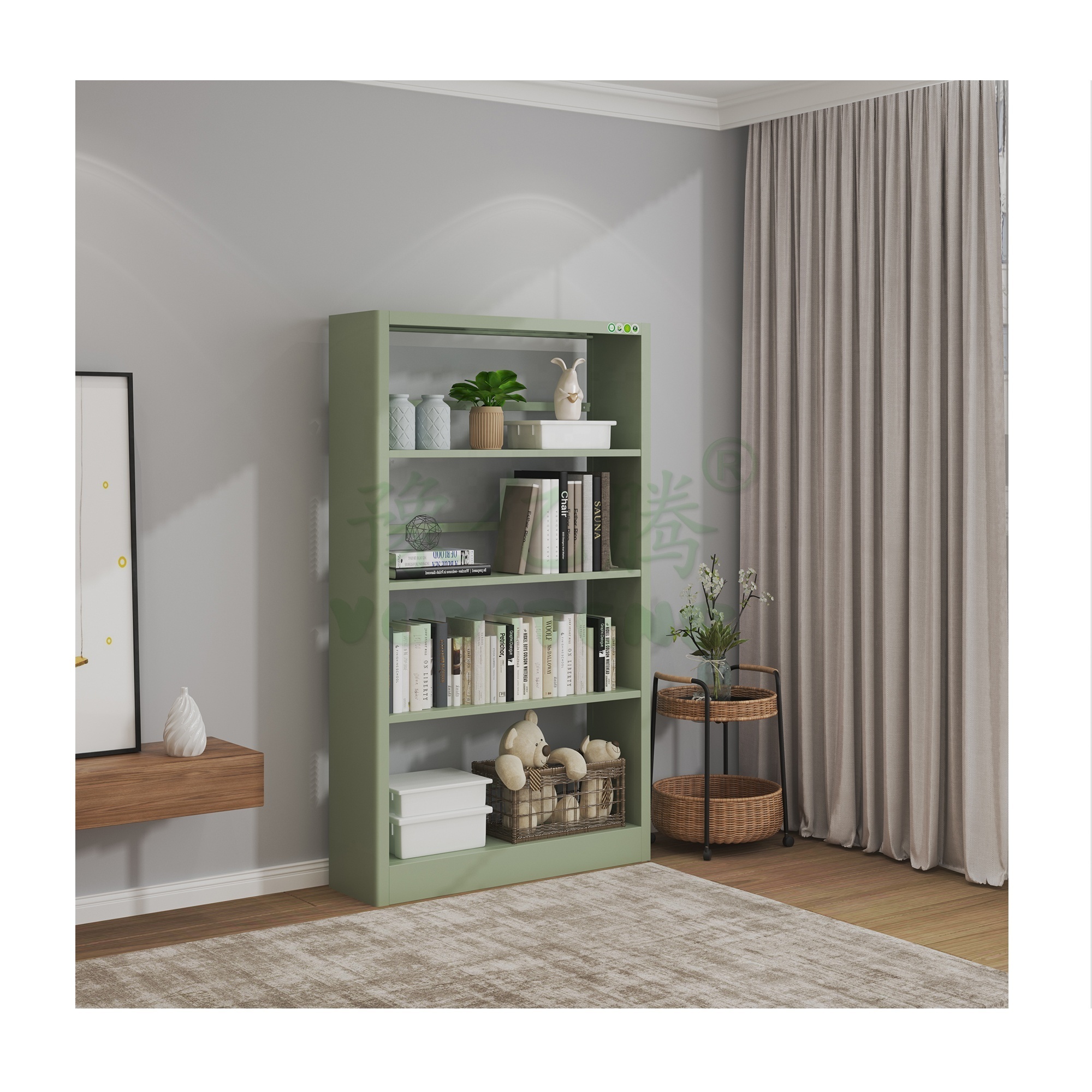 Modern Metal Home Furniture Wall Book Shelf Long Wall Living Room Steel Bookshelf