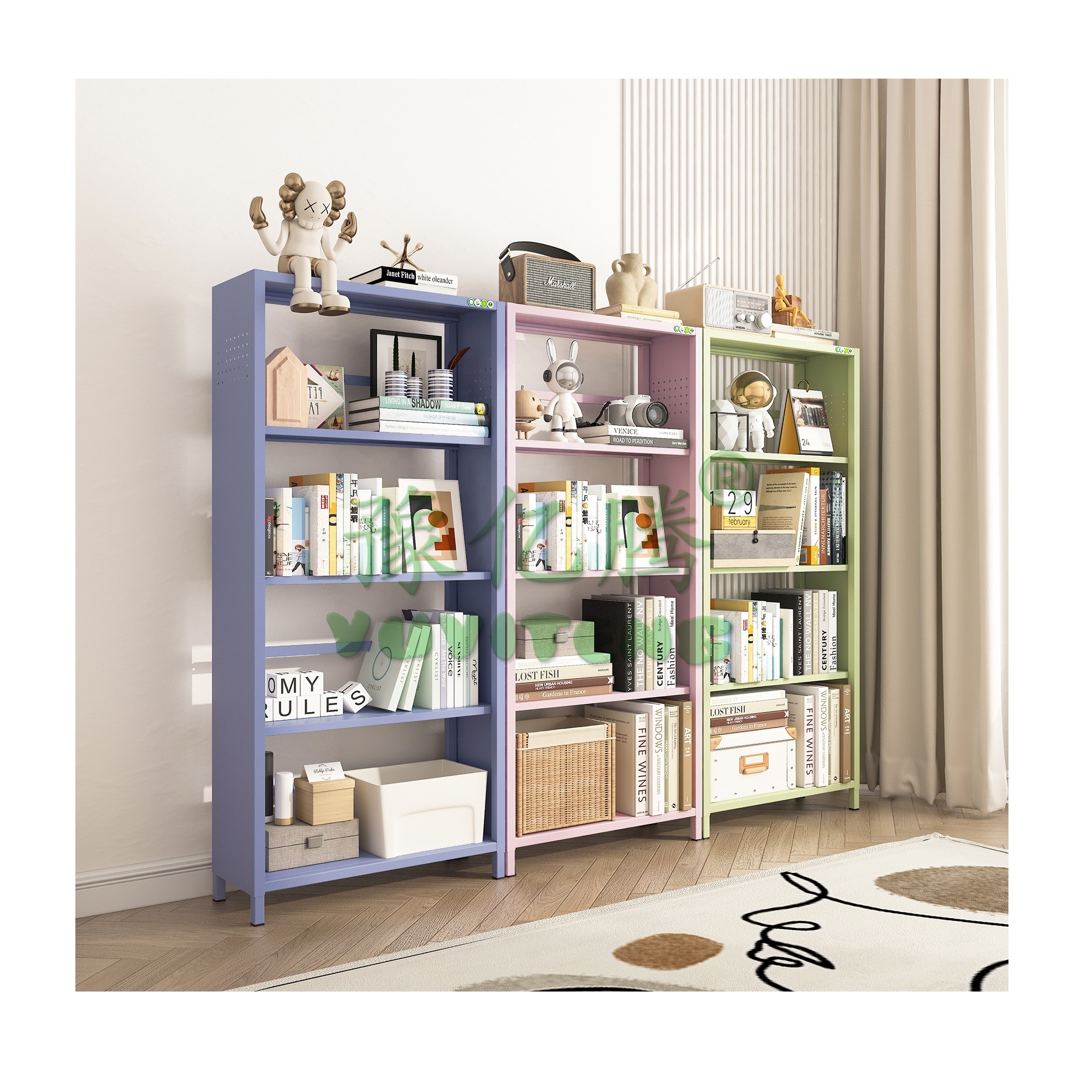 Study Furniture Single Sided Bookshelf Office Bookshelf With Adjustable Shelves Open Metal Storage Bookcase