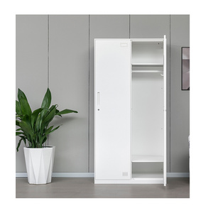 Metal Staff Wardrobe Hanging Clothes Storage locker Cabinet 2 Door Locker Metal Steel With Mirror Metal Locker