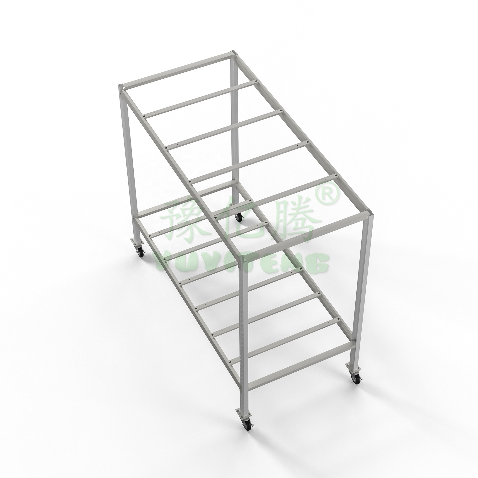 Large Vertical Mobile Grow Rack with Wheels Double Deck Shelves for Indoor Planting for Agricultural Greenhouses