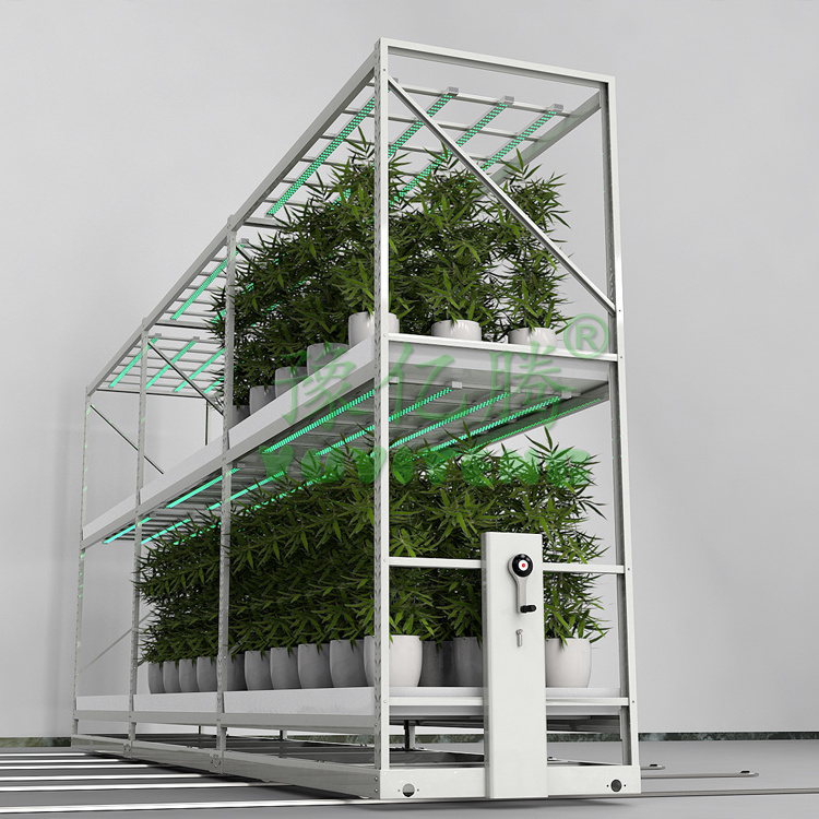 Agriculture Hydroponic Steel Plants Growing Rack Rolling Shelf  Vertical Grow Rack System with Led Light