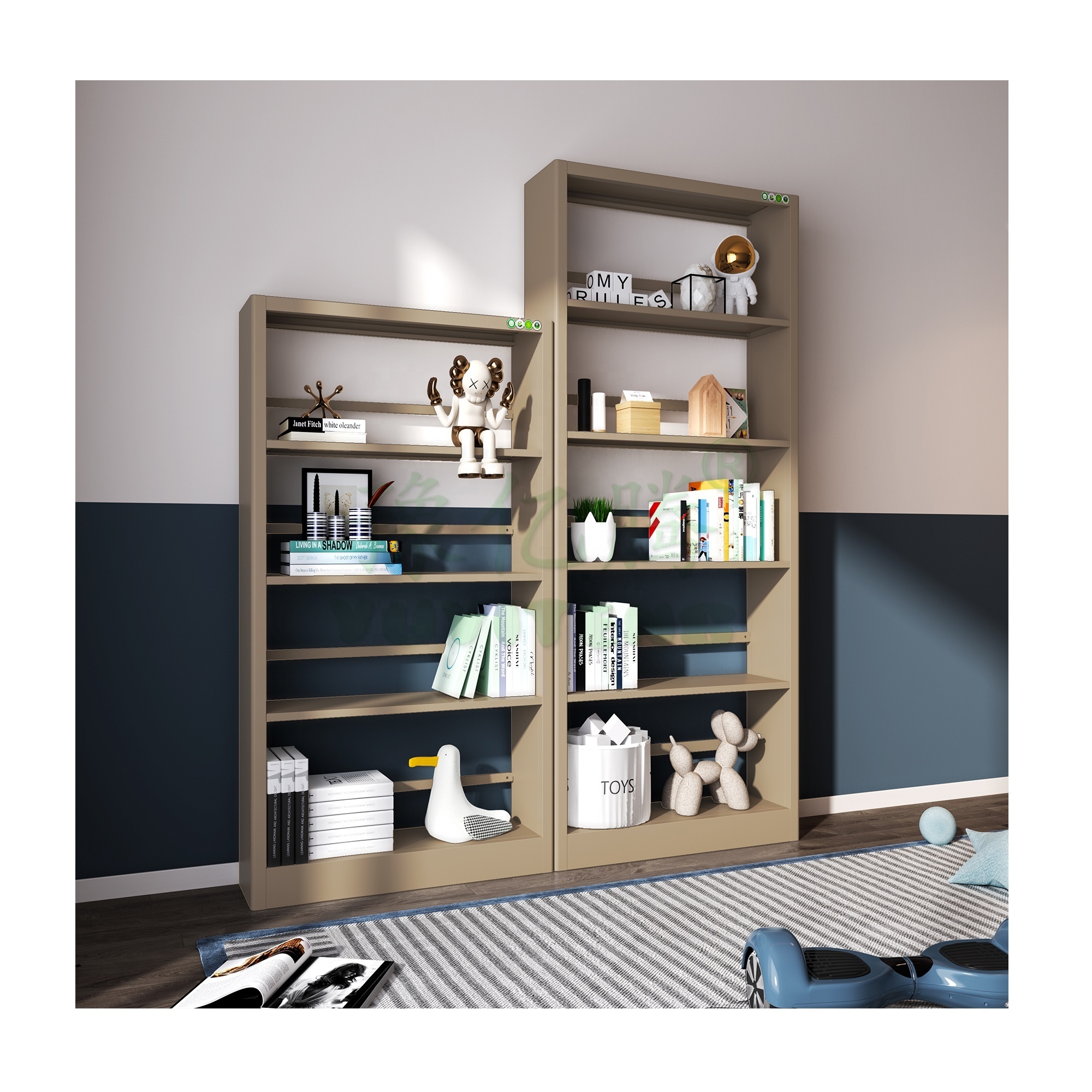 Modern Metal Home Furniture Wall Book Shelf Long Wall Living Room Steel Bookshelf