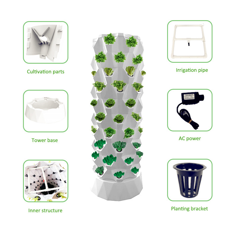 Vertical aeroponic tower garden hydroponic aeroponics system