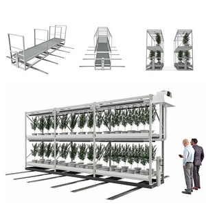 Agriculture Hydroponic Steel Plants Growing Rack Rolling Shelf  Vertical Grow Rack System with Led Light